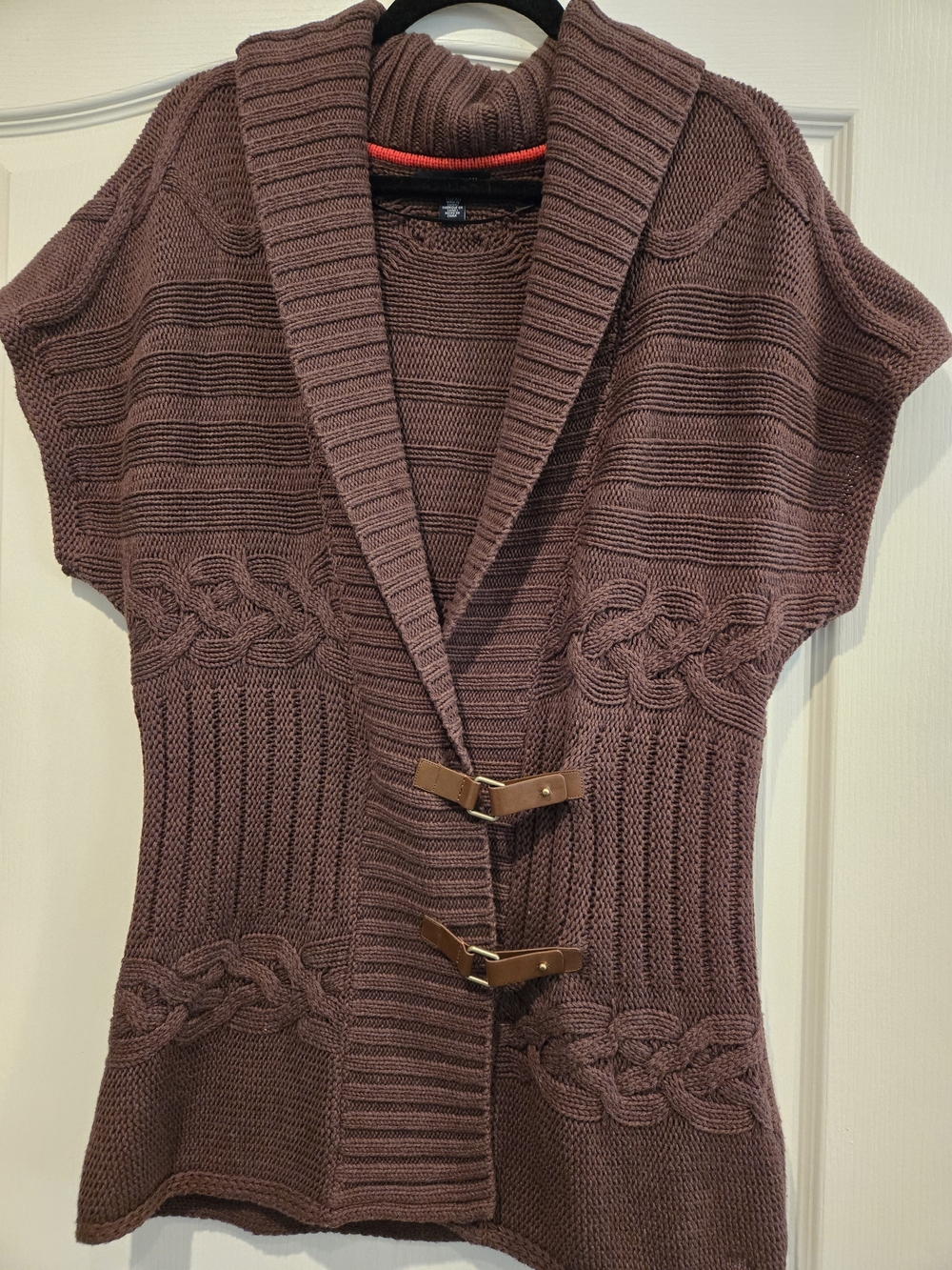 Tommy Hilfiger Cable-Knit Shawl Collar Cardigan in Brown